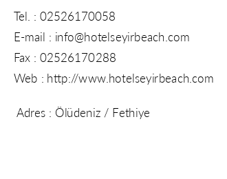 Seyir Beach Hotel iletiim bilgileri